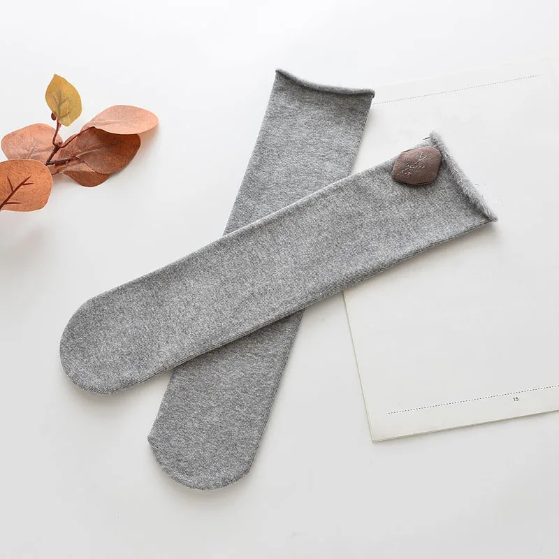 light gray Зимние гольфы для малышей теплые шерстяные носки для детей Зимние носки бесшовное бархатное сапоги носки-тапочки для детей От 3 до 12 лет - Цвет: light gray