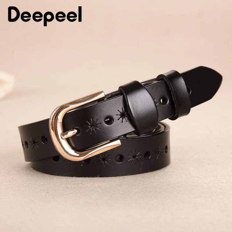 Deepeel 1 шт., 2,5 см* 110 см, женский классический ремень с пряжкой, винтажный декоративный ремень из натуральной воловьей кожи с цветочным узором YK767