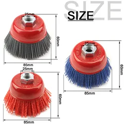 Brosse en Nylon pour meuleuse d'angle, outil rotatif Dremel, grain 80 5/8, 240 à 11 tasses, 1/3 pouces, 75mm 
