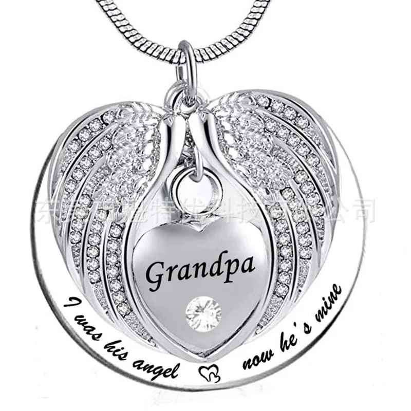 

Anniversary qin ren ai ren Heart Shape Wing Cremation Urn Pendant-Open Perfume Bottle Accessories Fashion Lovers Necklace