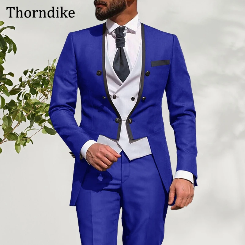 Party-Suit Tuxedos Groomsmen Custom Wedding Elegant 3pieces-Set Thorndike for Solid Slim-Fit