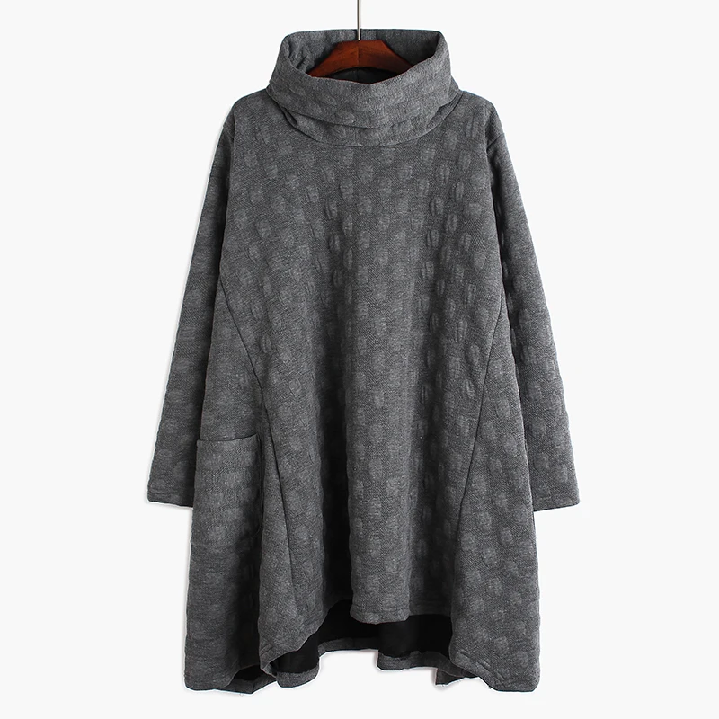 gray Серая Асимметричная Короткая свободная женская футболка с разрезом Новая модная Водолазка с длинным рукавом весна осень 1N232 - Цвет: gray