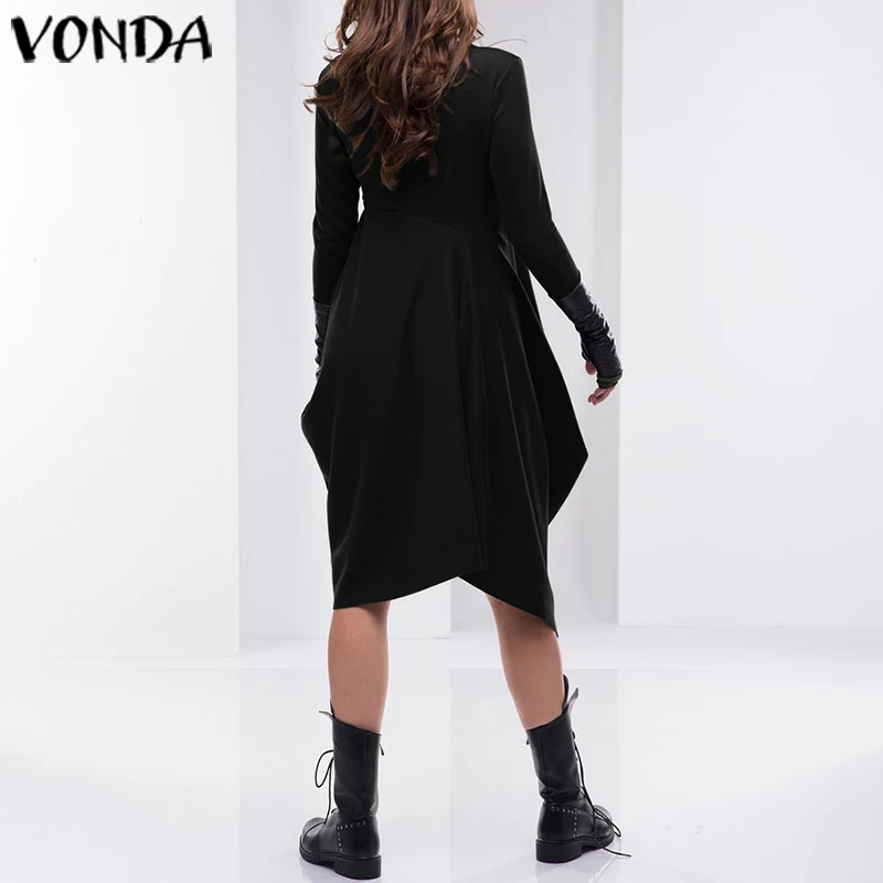 Модное осеннее платье для беременных VONDA, женское платье-рубашка с длинным рукавом, богемные вечерние платья, пляжный сарафан, Femme Robe