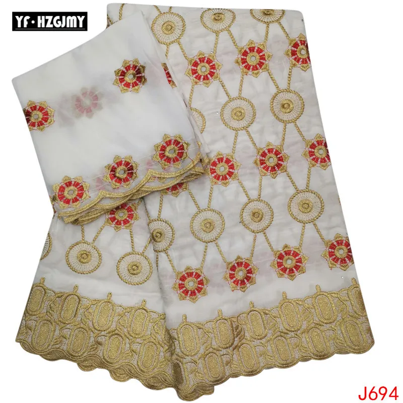 

YF HZGJMY African bazin riche getzner High Quality Nigerian Beige&Royalblue Fabric 5+2 yards French embroidery fabric Lace HA694