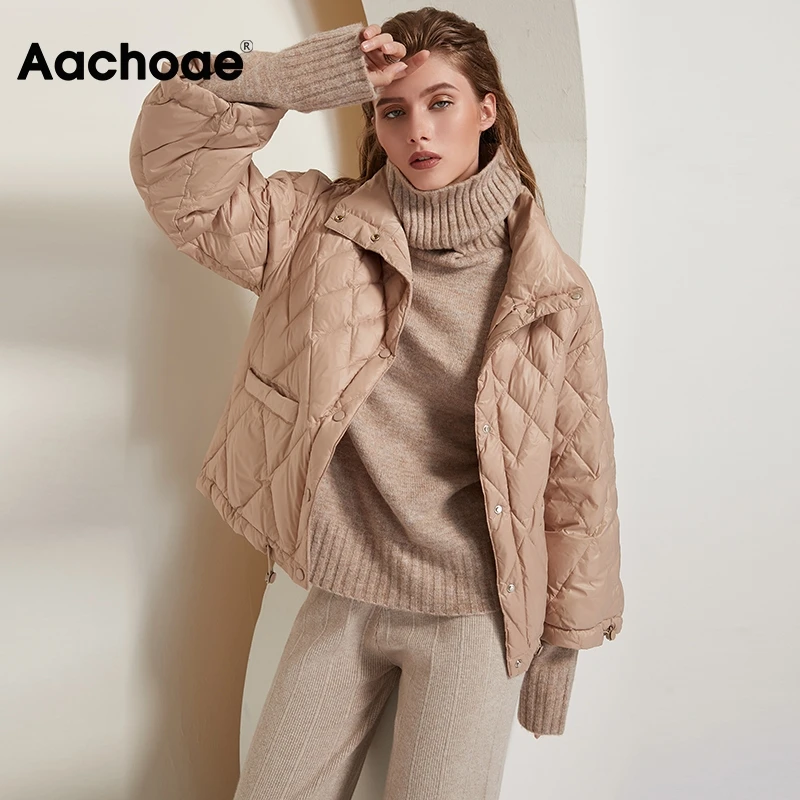 Aachoae Women Winter Solid Puffer Jacket With