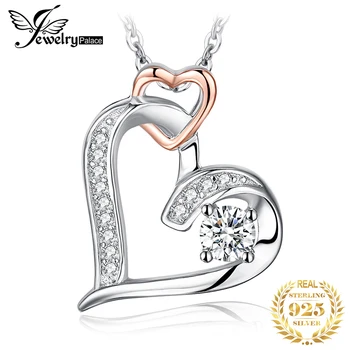 

JPalace Infinity Heart Pendant Necklace 925 Sterling Silver Choker Statement Necklace Women Silver 925 Jewelry Without Chain