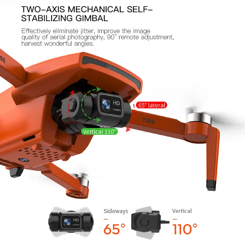 baterías RHNE SG108 Pro 4K Drone 2-Axis Gimbal Cámara Profesional GPS 5G WiFi FPV Dron Sin escobillas Larga Distancia 1000m RC Quadcopter Naranja 2 