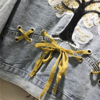 

Embroidered Denim Jacket Women's 2020 Spring and Autumn Loose-Fit Bow Ripped Heavy Embroidery Flower Short Jacket Jean Coat