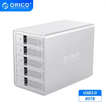 

ORICO 95 Series 5 Bay 3.5'' SATA to USB3.0 HDD Docking Station Support 80TB UASP Add 150W Internal Power Aluminum SSD HDD Case