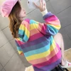 Lazy Hoodie Boyfriend Harajuku Oversized Xxl Baggy Sweatshirt Rainbow Stripe Poleron Mujer 2022 Cute Korean Clothes Pocket Women ► Photo 3/6