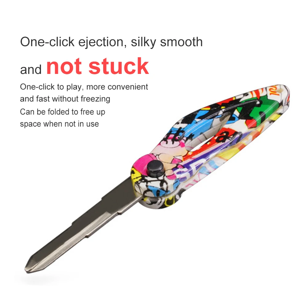 Motorcycle Remodel Keys Embryo Graffiti folding Key Head Automatic Bouncing Keychain Car Key Blanks for Motorcycle Motorbike