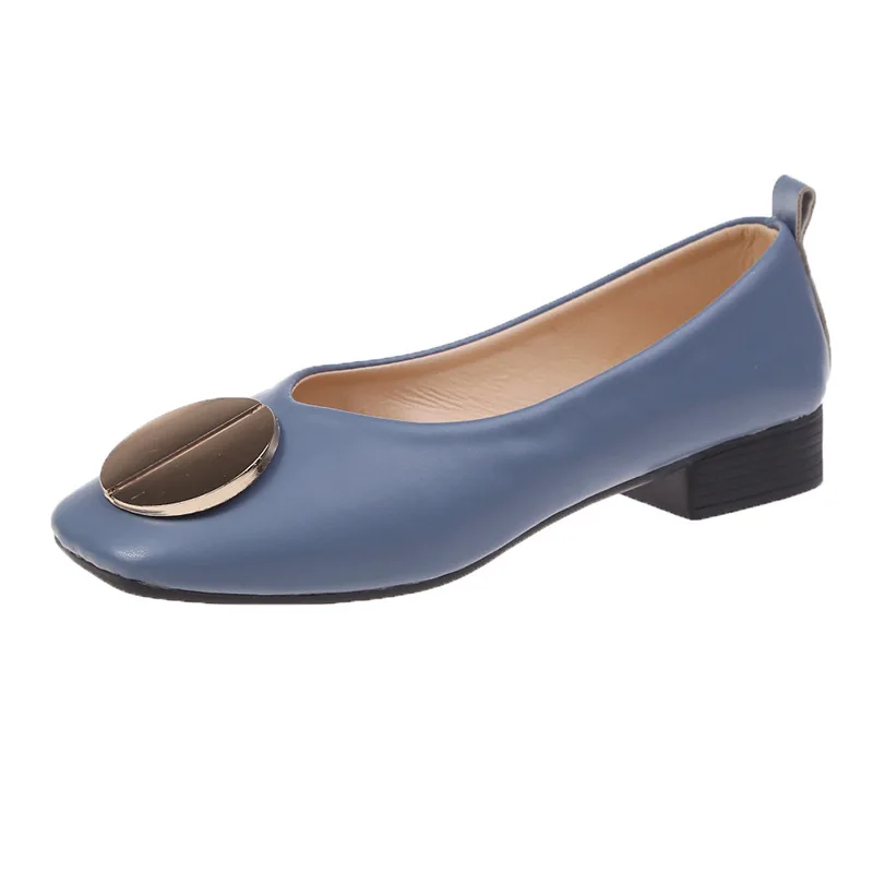 Женские туфли-лодочки Zapatos de mujer; модные однотонные тонкие туфли с металлическим украшением; повседневные женские лоферы