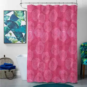 

Shower Curtains Blue and White Rose,Shades of Pink with Gentle Seasonal Flora Romance Love Theme Valentines Day Inspired Design,