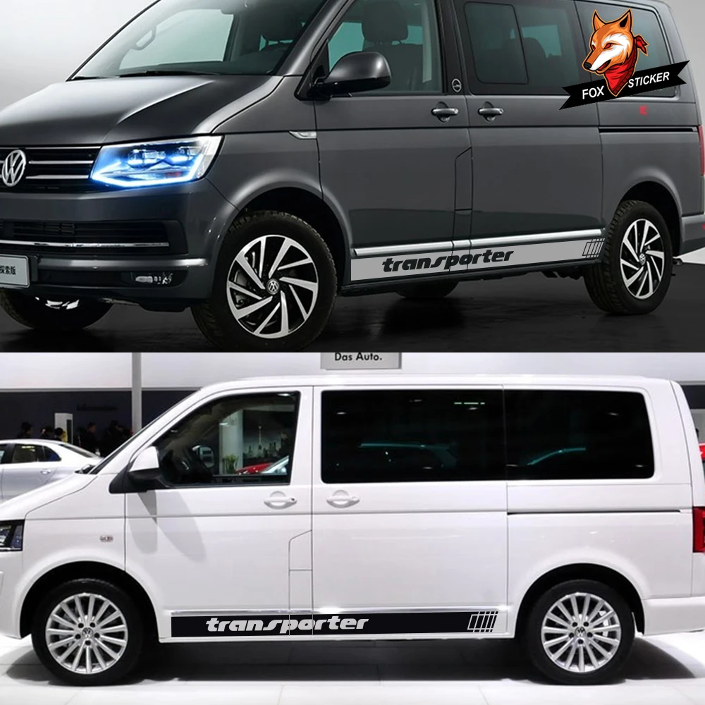  2PCS Car Door Side Skirt Graphic Stripes Decals Auto Decor Stickers Accessories for Volkswagen VW T