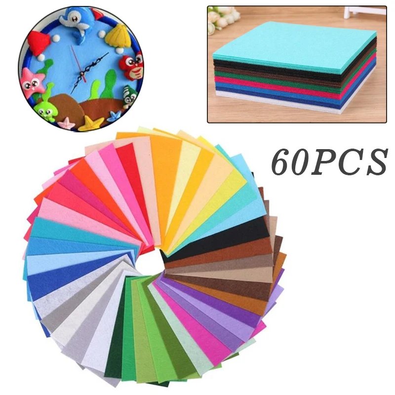 Soft Weaving Fabric Sheets 15*15cm DIY Creative Craft Weaving 60pcs Colorful Tool Part Kits Set