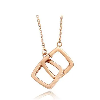 

2019 Rhombus Clavicular 18K Pure Real Solid Rose Genuine Gold AU750 Pendant Necklace Set For Women Upscale Fancy Office Jewelry