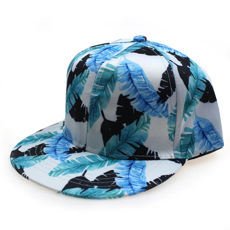 Fashion Floral Hip-Hop Hat for Women Men Flat Brim Street Gorras Girls Outdoor Sun Visor Boy Leaf Printed Snapback Baseball Cap Women's Baseball Caps