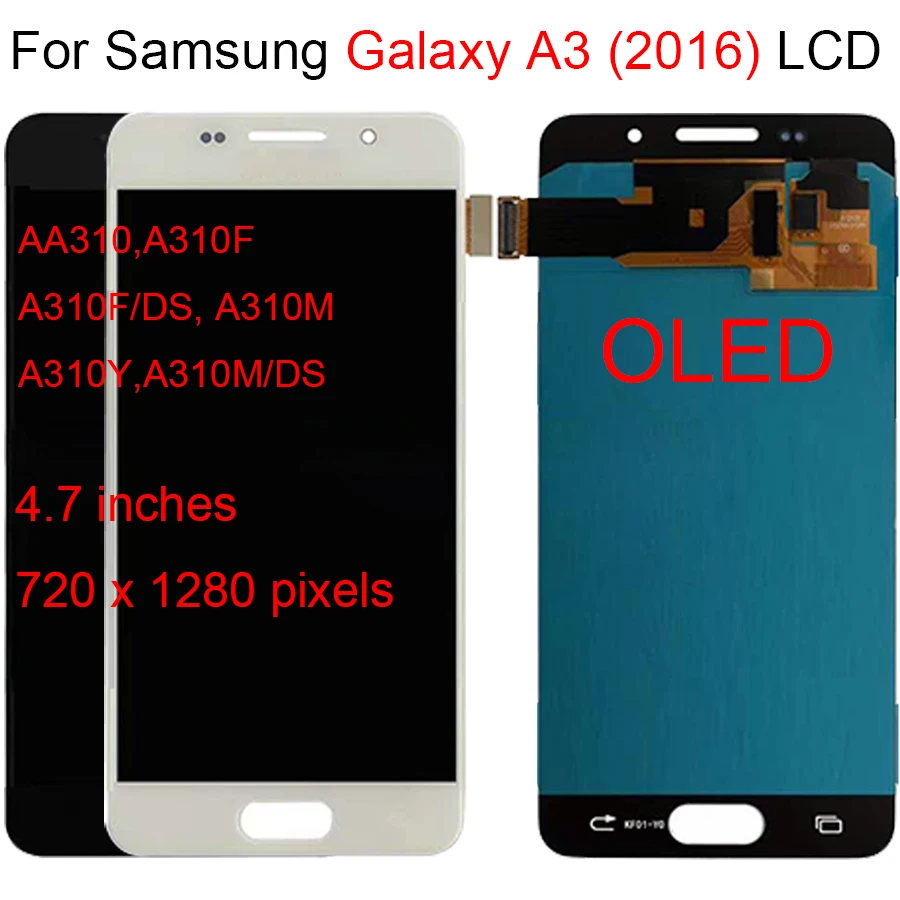 ЖК-дисплей OLED для Samsung Galaxy A3 2016 A310 A310F A3100 с сенсорным экраном дигитайзер в сборе |