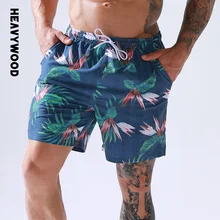 Heavywood Men's Casual Mesh Lining Beach Shorts Drawstring Graphic Print Quick Drying Swimming Trunks Elastic Waist Home Shorts