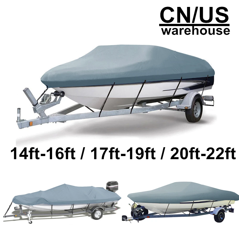 Cena 14 22ft trailable 210D osłona łodzi wodoodporna szara ryb ski v hull Sunproof UV Protector łódź motorowa łódź cumowanie pokrywa D45