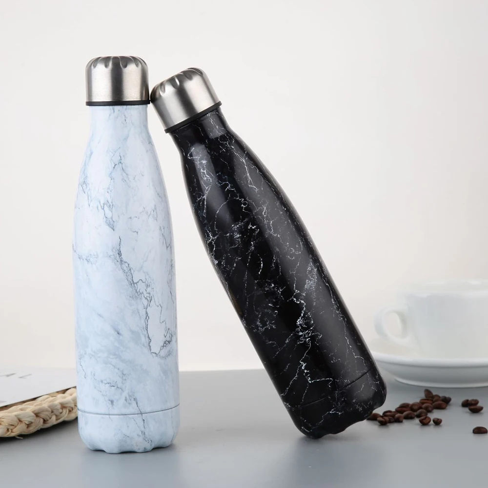 

Stainless Steel Water Bottle Vacuum Insulated Flask Thermal Sport Chilly Hot Cold Cup Creative Mug Marble Head Cup 500ML