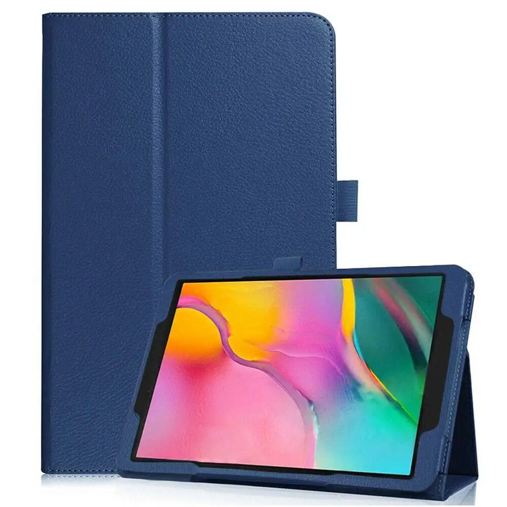 Ультра тонкий умный чехол из искусственной кожи Litchee для Samsung Galaxy Tab A 8,0 SM-P200 SM-P205 защитный чехол для планшета+ пленка+ ручка - Цвет: navy