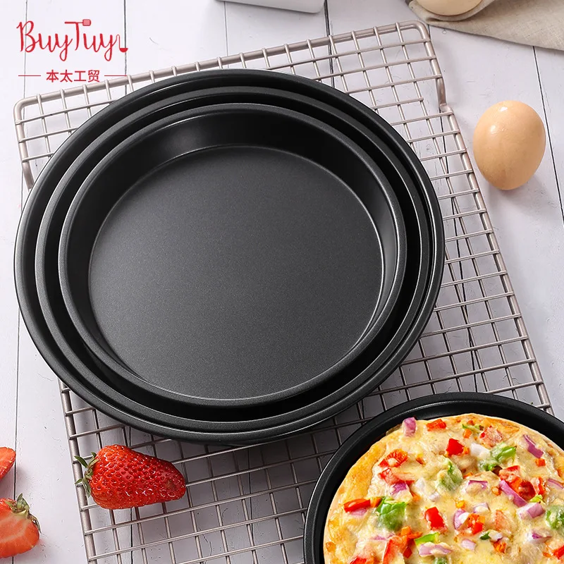 6/7/8/9-Inch Non-Stick Pizza Pan Carbon Steel Oven Tray Shallow Round Plate Roasting Tin Baking Tools | Дом и сад