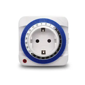 

EU 24 Hours Timer Switch Socket 230V 16A 15min to 24H Programmable Energy Saving
