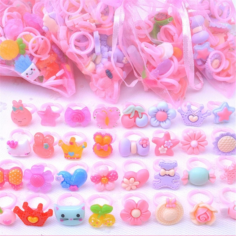25/50/100pcs Rings Dress-Up-Accessories Kids Toy Gift Party Girls Cute OOTDTY for Adjustable