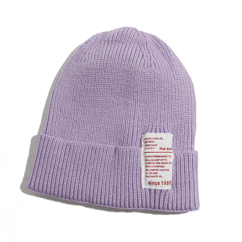 Purple Зимняя шерстяная вязаная крючком шапка для малышей карамельного цвета, шапка для новорожденных, теплые вязаные мягкие шапочки для девочек и мальчиков, большая стандартная ткань, шапки, Новинка - Цвет: Purple