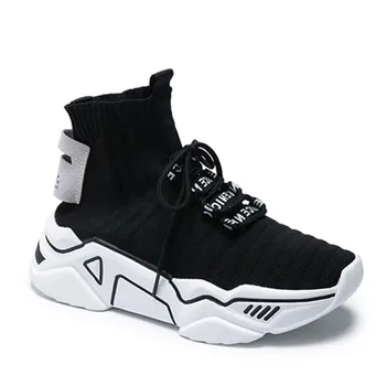 

Chunky Women Sneakers Harajuku Footwear Casual Dad Sock Shoes Men High Top Winter Black White Flat Platform Women Sneakers 8761w
