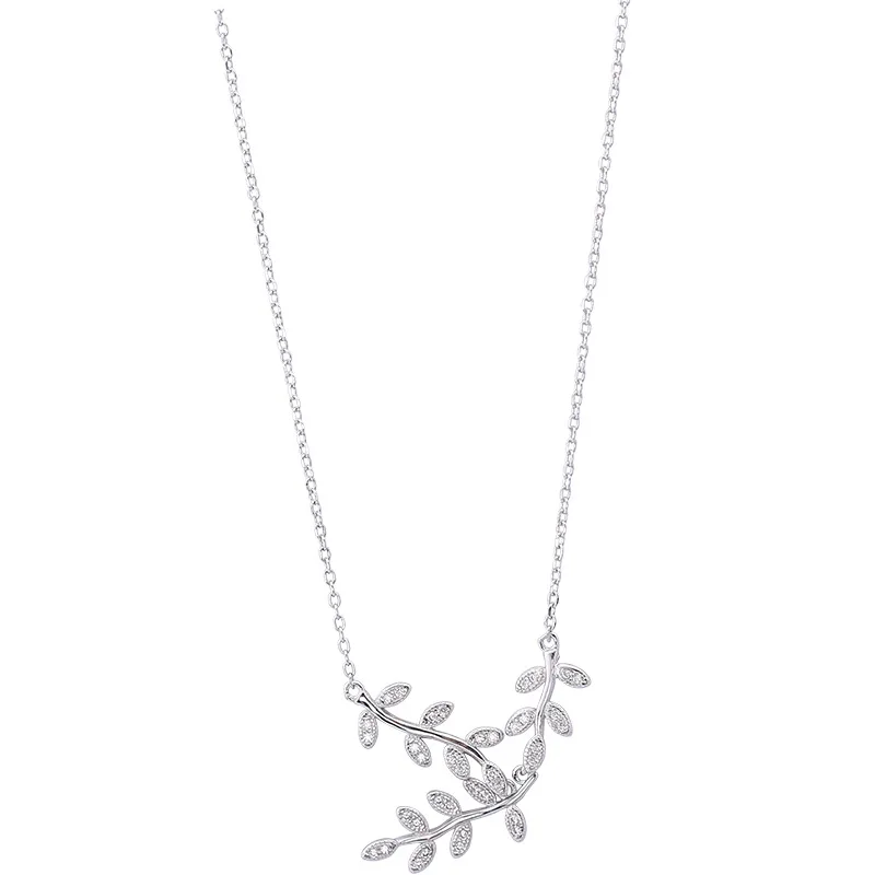 Kindey Bijoux Новое поступление 925 пробы Серебряное колье с узором в виде листика для женщин длинные ожерелья Подвески Воротник подарки для девочек