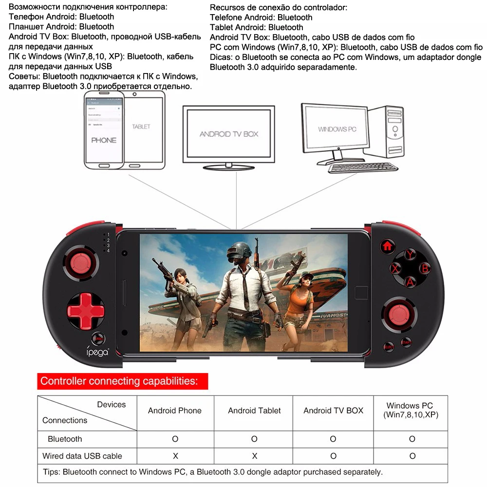 Compatible with Bluetooth ESYWEN Mobile Controller for PUBG Telescopic Mobile Android & iPhone Game Controller Trigger Gamepad 