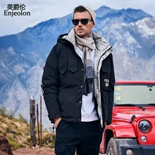 Бренд Enjeolon, куртка с капюшоном, мужские парки, уличные, модные, теплые, толстые, с карманами, пальто, мужские парки размера плюс 3XL YR951