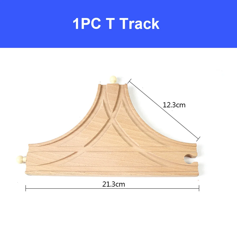 1pc T track DIY деревянное гоночное направляющее устройство аксессуары из Бука Деревянный Железнодорожный Набор треков мост Piers части совместимы с Томом всех брендов - Цвет: 1pc T track