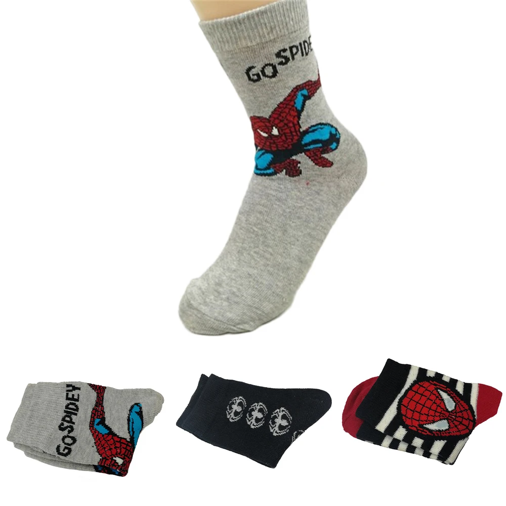 3 пар/уп. крутые Детские хлопковые носки с человеком-пауком/детские Нескользящие носки-тапочки с рисунком для мальчиков От 4 до 6 лет