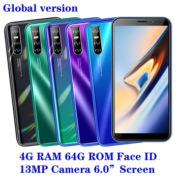 

Global Android mobile phones M11 4G RAM 64G ROM quad core smartphone 13mp Face unlocked celulares 3G WCDMA WIFI 2SIM 6.0 inch