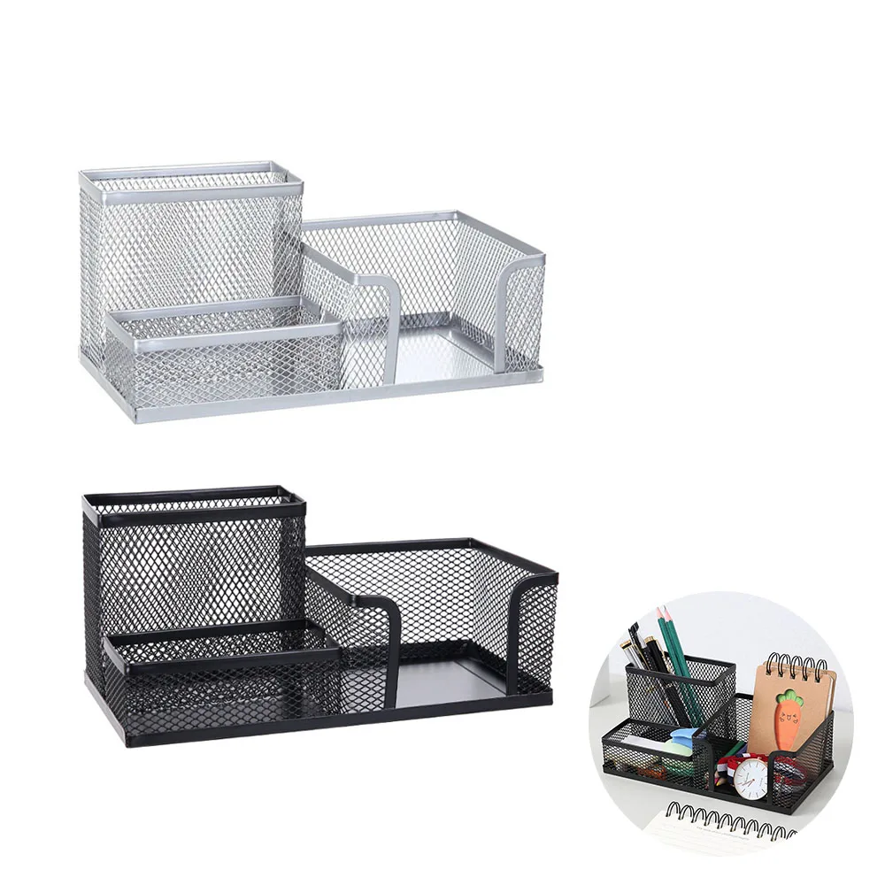

Multifunctional Combination Pen Holder Creative Three Grid Storage Pen Holder Student Stationery Desktop Office Storage Box