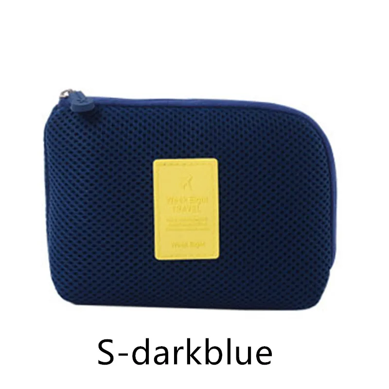 Цифровой кабель зарядное устройство наушники мышь сумка Портативный Сетка губка сумка банк питания держатель сумка Dashpot - Цвет: S-darkblue
