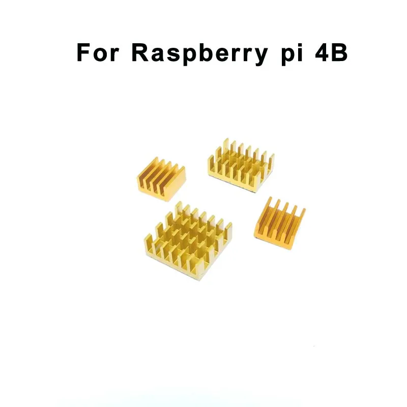 Gold 4 шт. для Raspberry Pi 4B алюминиевый кулер радиатор комплект для Raspberry Pi 4 - Цвет: Gold