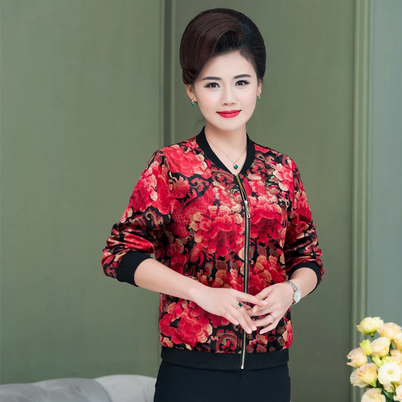 Lace Velvet Women's Jacket Short Jacket Spring and Autumn New Loose Sports Stretch plus Size S-5XL Women Printed Baseball Jacket - 4.00067E+12