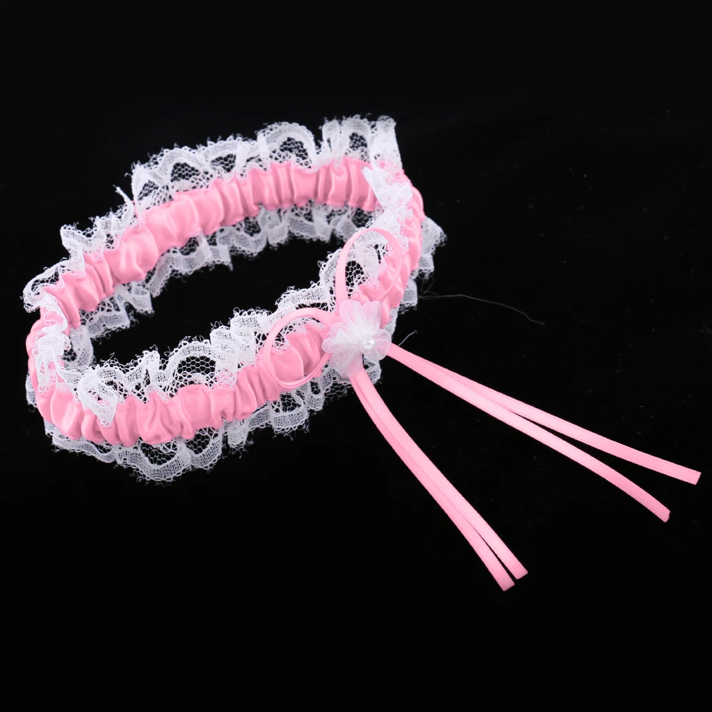 2Pcs Rustic Bridal Wedding Garter Floral Stretch Bridal Lace Satin Bowknot Thigh Ring Soft Socks Hen Party Lace Pearls Garter