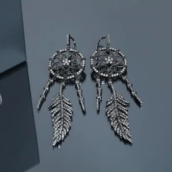

2019 new arrival dream catcher design black earrings tassel brand high quality fashion earrings for women