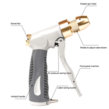 

Economical Garden Hose Nozzle Heavy Duty Metal Hose Spray Nozzle Adjustable Multi-Function Water Hose Nozzle ds99