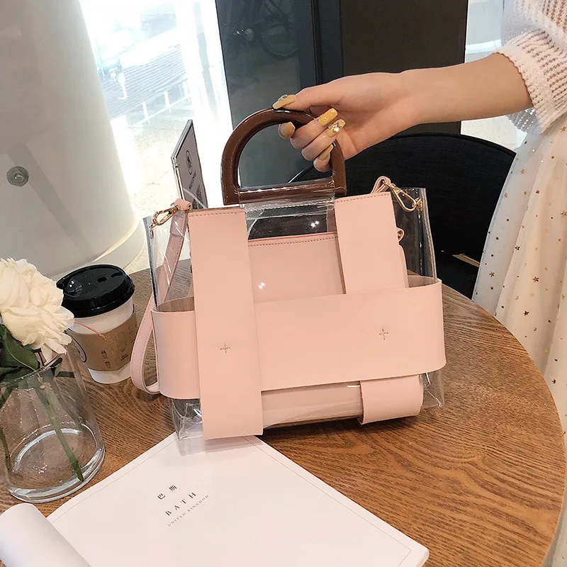 

Spring on the new big bag female 2019 new Korean version of Joker shoulder slung fashion transparent large capacity mother bag