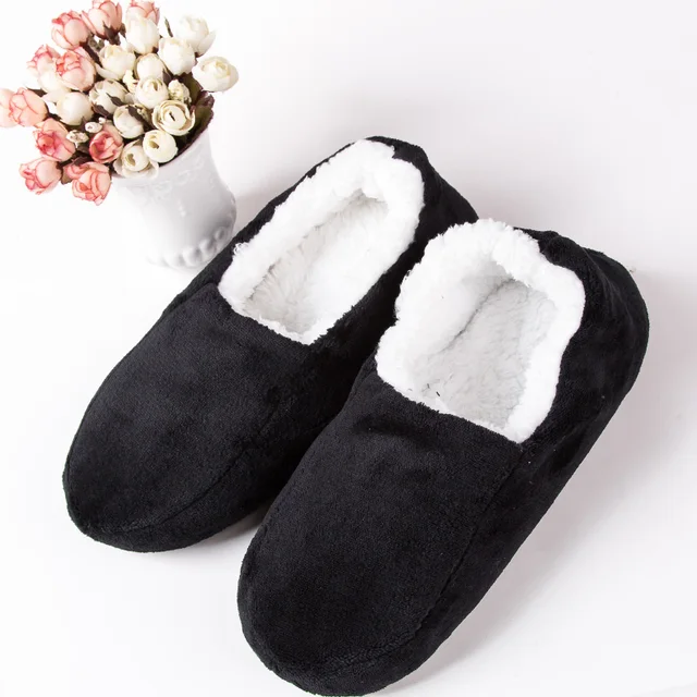 Lowest Price Online Winter house Slippers For Men Suede Plush Floor Slippers Lazy Shoes Home Slippers Big size 47 Male slippers black1