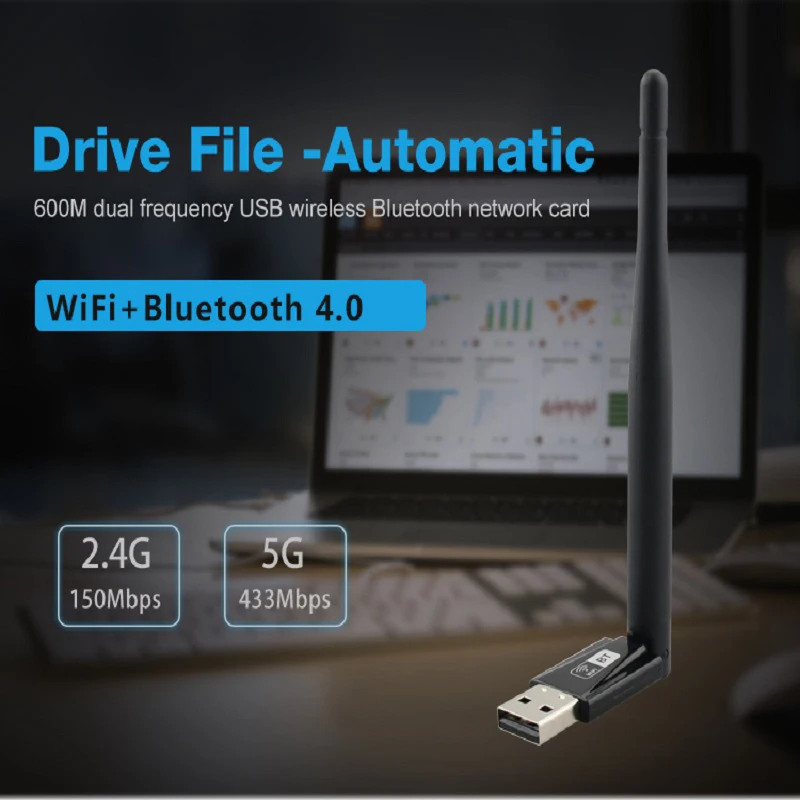 Zapo W69L Бесплатный диск Файл 5G Wifi Usb Bluetooth 4,0 адаптер беспроводной Ac 600 Мбит/с высоким коэффициентом усиления антенна сетевая карта для всех Windo