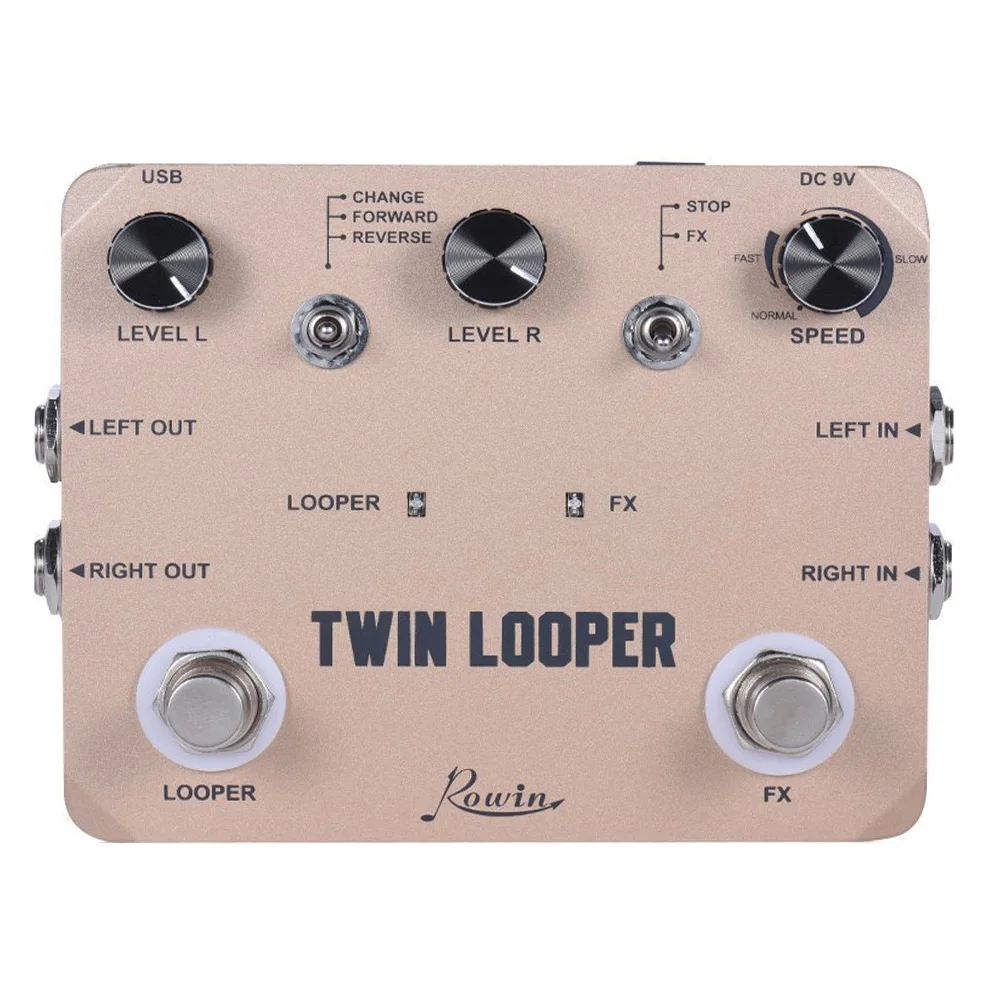 Rowin LTL-02 Twin Looper Pedal Upgrades Looper Pedals For Electric Guitar 10 Min Looping Unlimited Undo/Redo Function 11 Types P