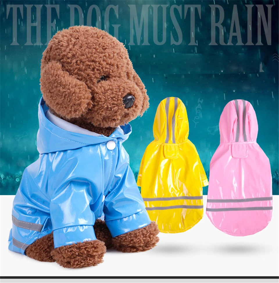 Уличный плащ-дождевик для щенков, S-XL с капюшоном, водонепроницаемые куртки, полиуретановый дождевик для собак, одежда для кошек, одежда от
