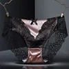 Culotte Sexy en Satin pour femmes, sous-vêtement en dentelle transparente, Tangas doux et brillant ► Photo 1/6